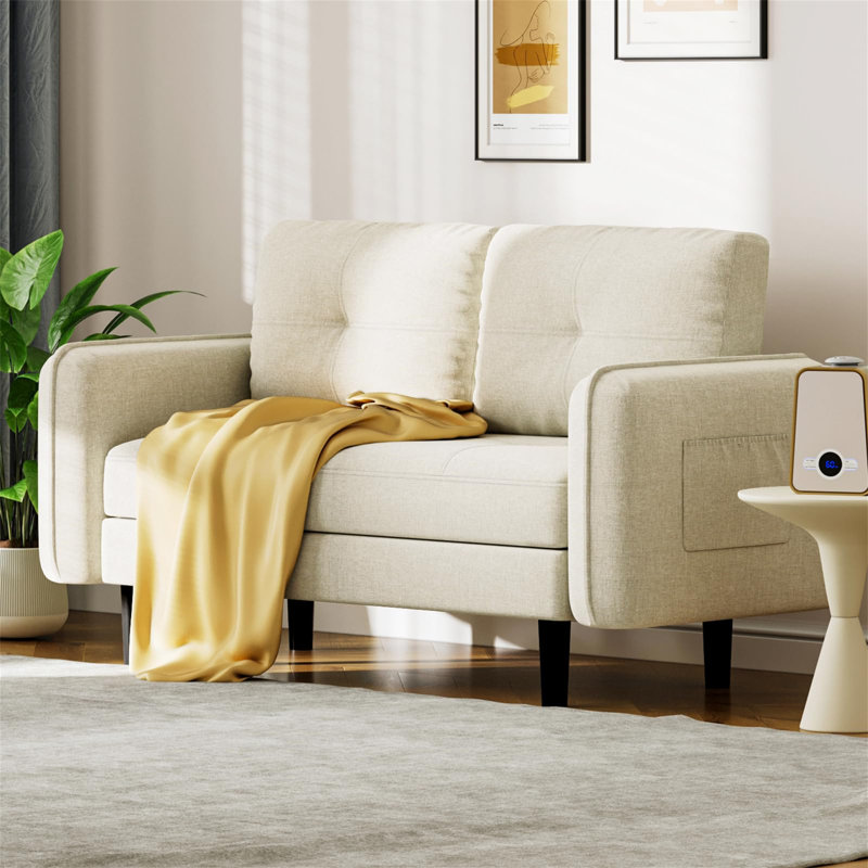 Aayushi 2 Seater Sofa, Beige Fabric