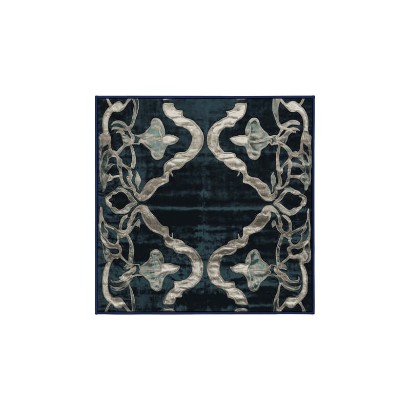 Machine Washable Blue Area Rug, Square 6'