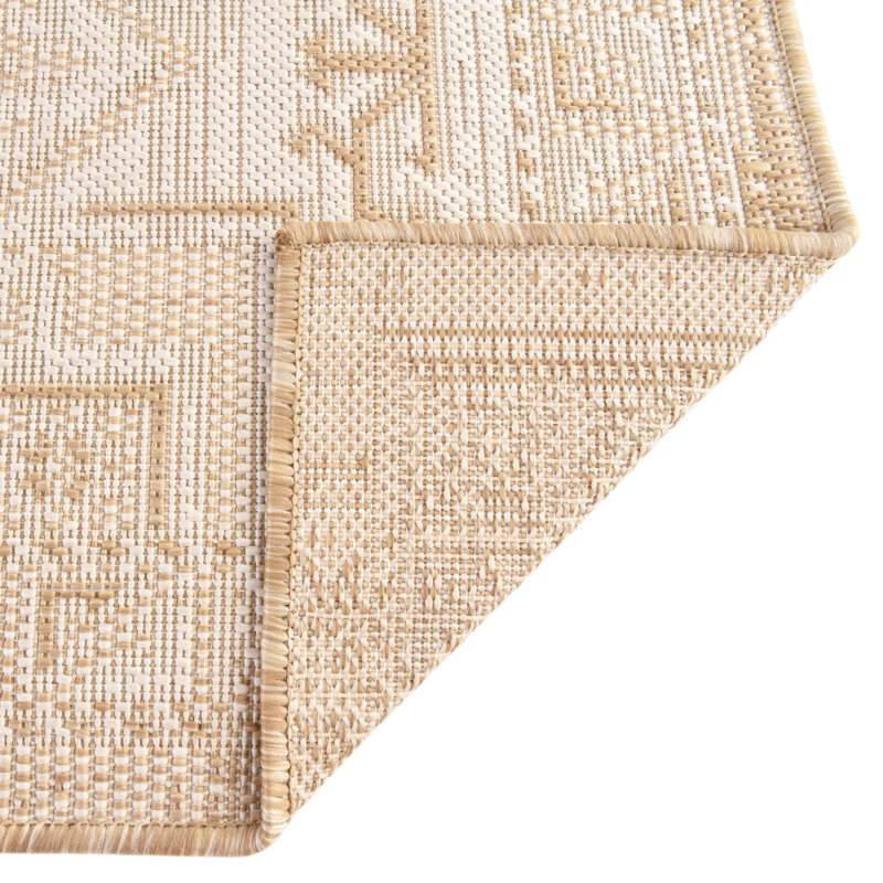 Tapis intérieur / extérieur naturel / beige Arletha Southwestern, Carré 5 pi 3 po