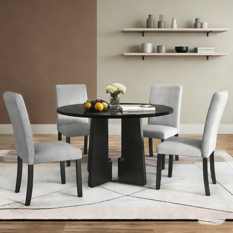 Bermuda 5 pièces avec table ronde et 4 chaises, Gris