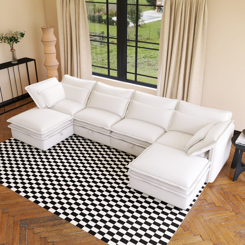 Double-Layer Cushion Modern Large U-Shaped Modular Sofa