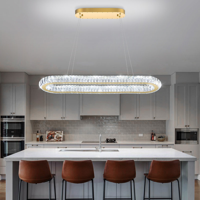 Modern Dining Table Led Chandelier Crystal, Gold