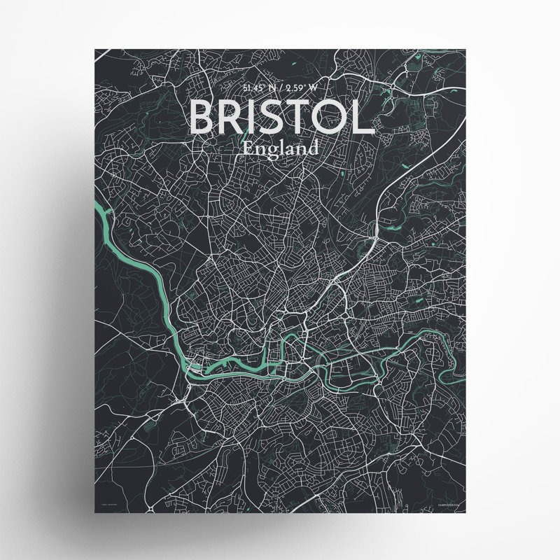 Bristol City Map In Dream - No Frame Print, 20cm H x 16cm W x 0.05cm D
