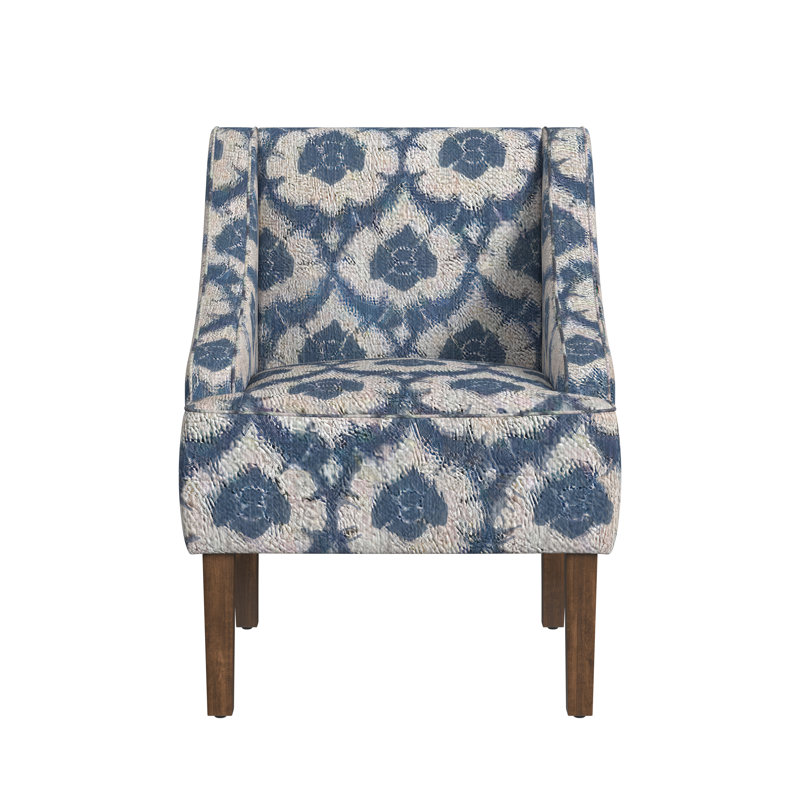Adona Accent Chair, Blue Ikat Print 100% Polyester