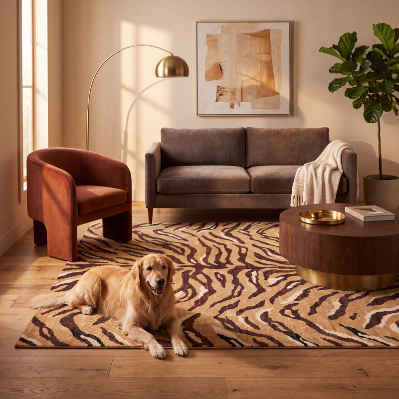 Tapis Wickham Animal Print Gold, Rectangle 2 pi 11 po x 4 pi 11 po