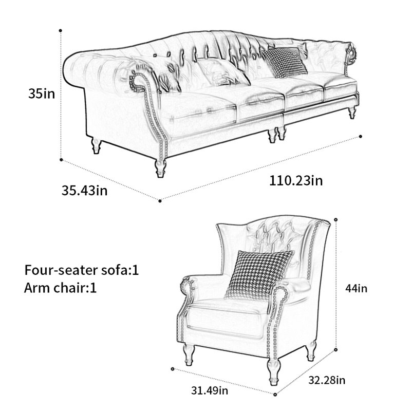 Retro American straight - row sofa