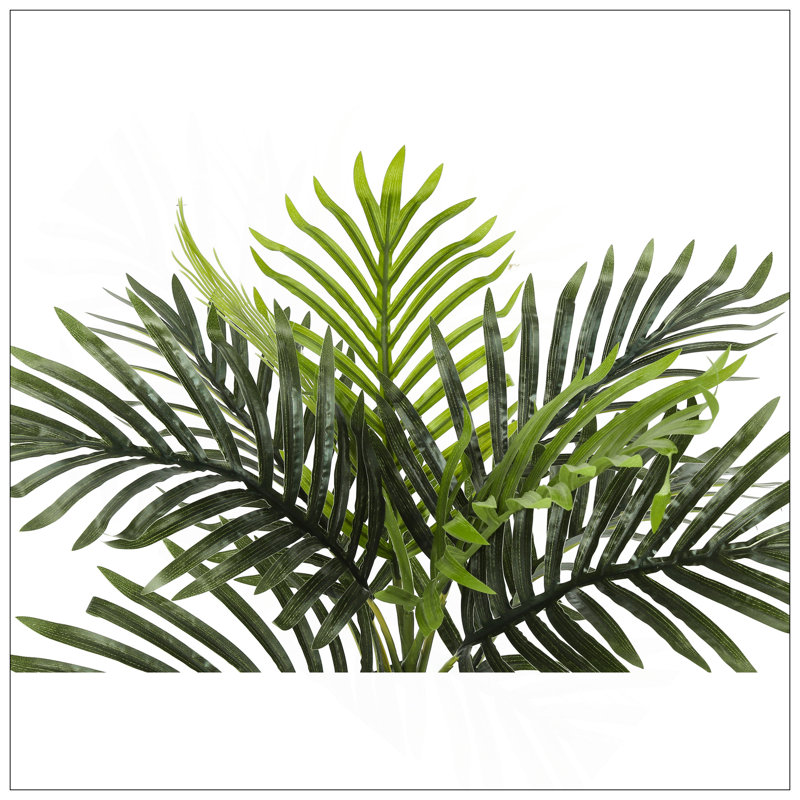 Plante artificielle, palmier, intérieur, faux, faux, table, verdure, pot, véritable touche, décoratif, feuilles vertes, pot noir