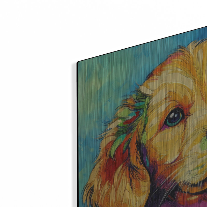  «Wouf Golden Retriever» par Rich Monet, art mural en métal, 24 po x 24 po, H 24 po x l 24 po