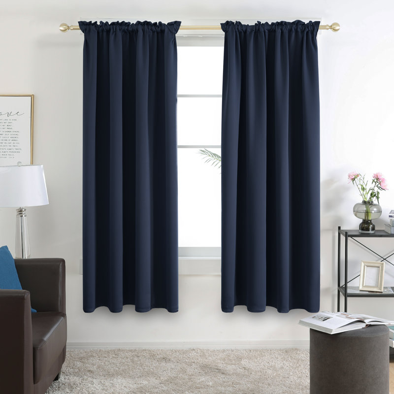 Harlowe Room Darkening Curtain Pair, 38" W x 63" L, Navy Blue
