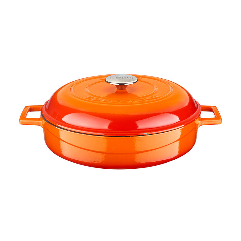 Orange 3.7 Quart Enameled Cast Iron Braiser with Lid