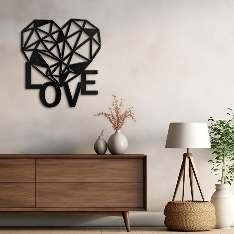 Décoration murale en métal, H 20 po x l 20 po x P 0,05 po, Noir