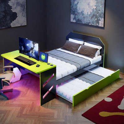 Modern Daybed With Desk, Usb Ports And Trundle