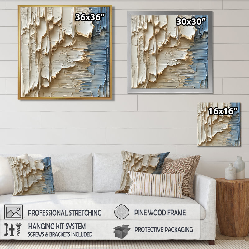 Okka, lumière ascendante des vagues de la crème, art mural abstrait sur toile transitionnelle moderne III, H 36 po x l 36 po