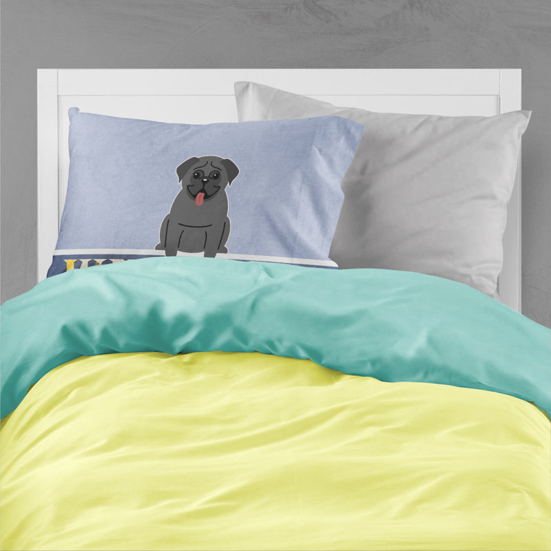 Taie d’oreiller welcome, Pug noir