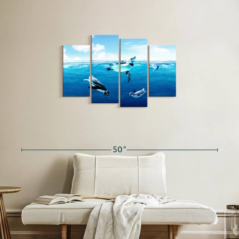 Pingouins bruns sous l'eau, H 22 po x l 36 po