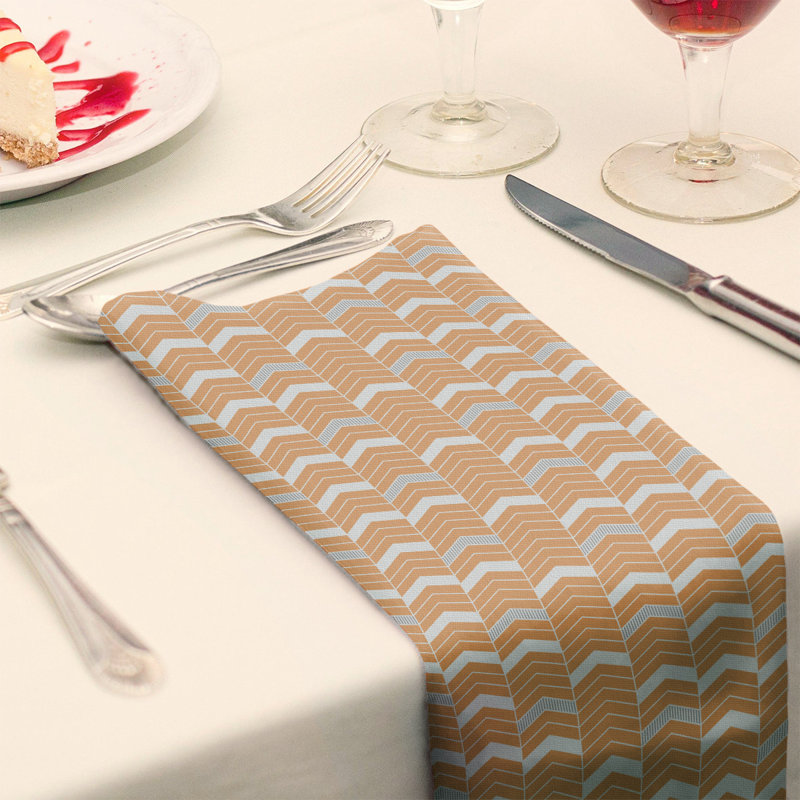 Serviette en coton bicolore lignée Stephenie, Orange foncé, Sergé de coton, H 0,1 po x l 10 po x P 10 po