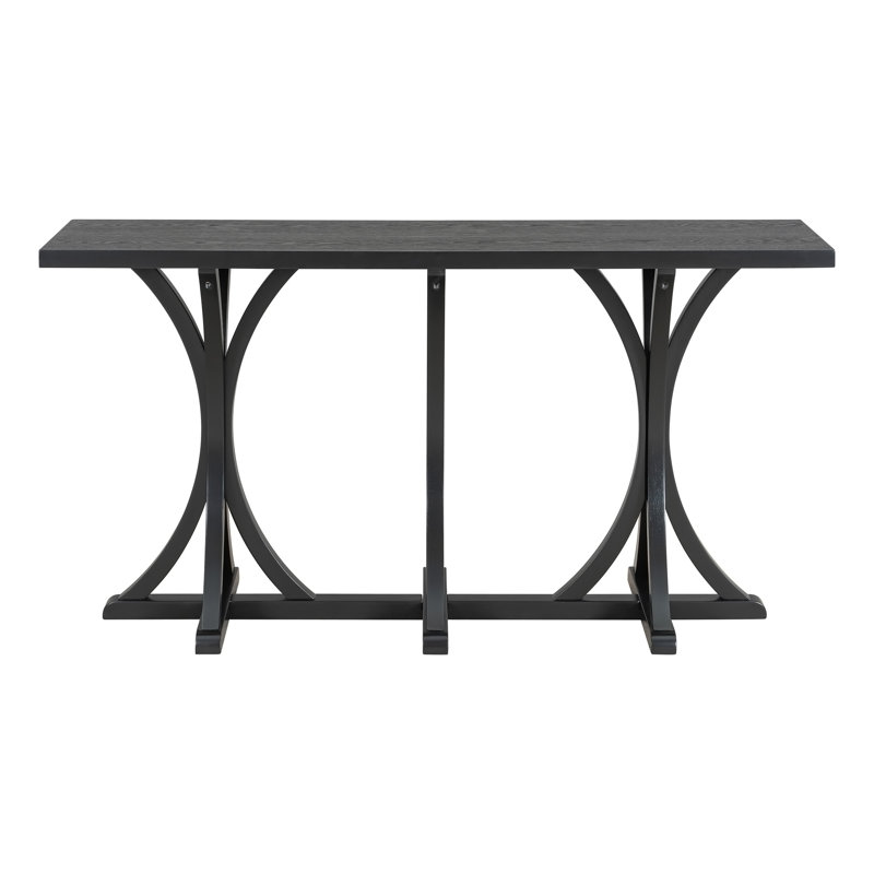 Console en U 59,8 po avec plateau en placage de chêne, Noir, Noir, Noir