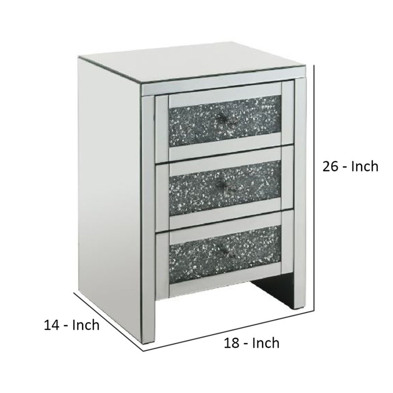Rollins Mirrored Glass Top 3 - Drawer End Table