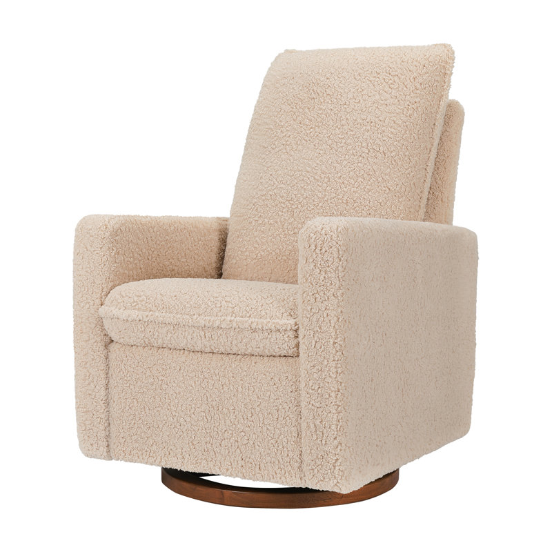 Cali Pillowback Swivel Glider, Beige Boucle/Black Base