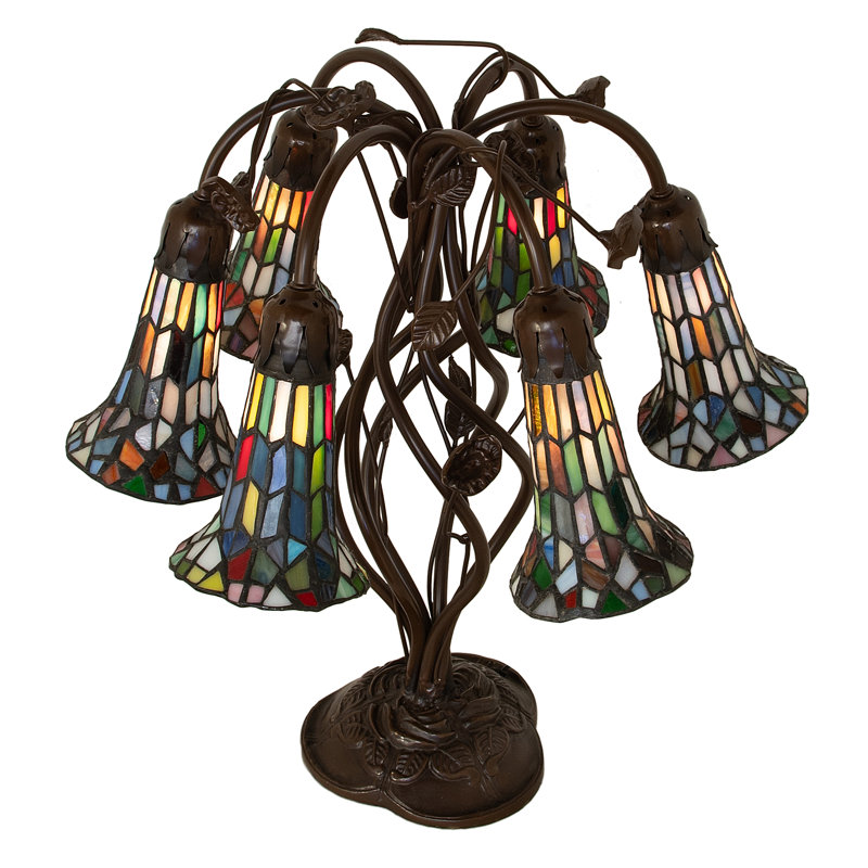 Meyda Tiffany & Stained Glass Table Lamp, Ruby/Green/Blue/Black