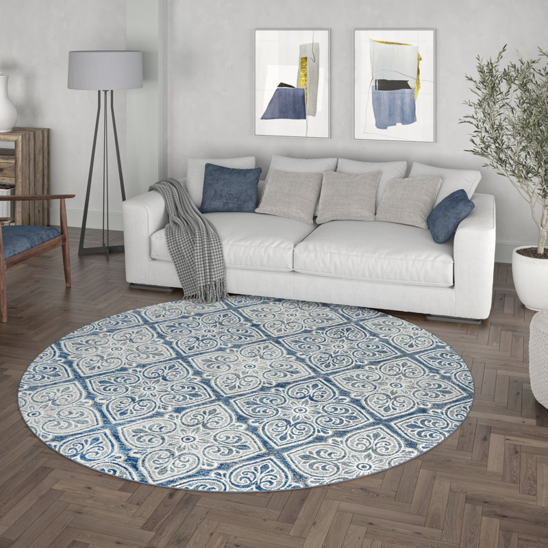 Tapis bleu Alani, Rond 5 pi 3 po
