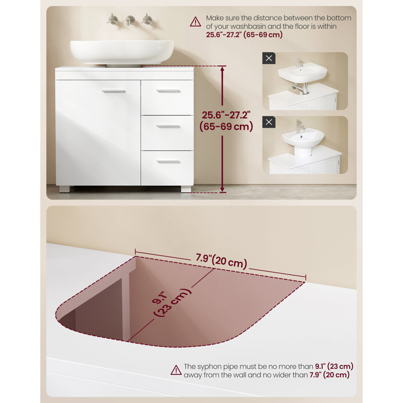 70mm Single Bathroom Vanity with Basin, White