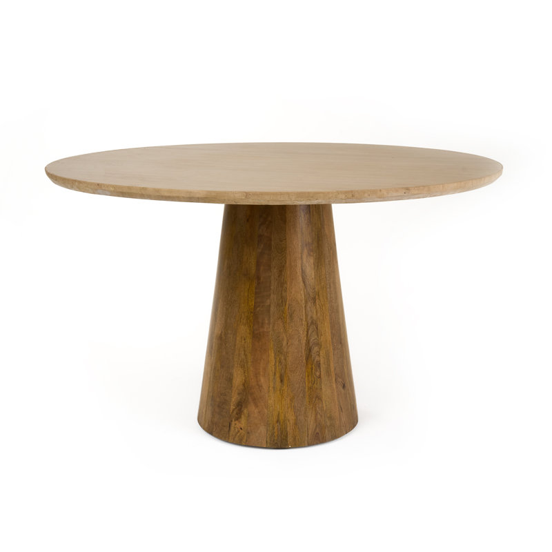 Truro - Modern Travertine Marble + Wood Round Dining Table