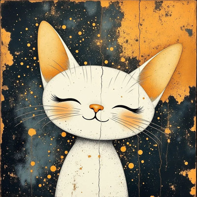 Golden Whiskers - Modern Cat Art with Gold Accents
