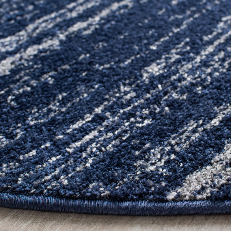 Ayoki Navy/Gray Area Rug, Round 8'