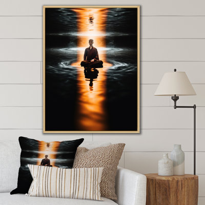 " Buddhist Monk Meditating In Lake "