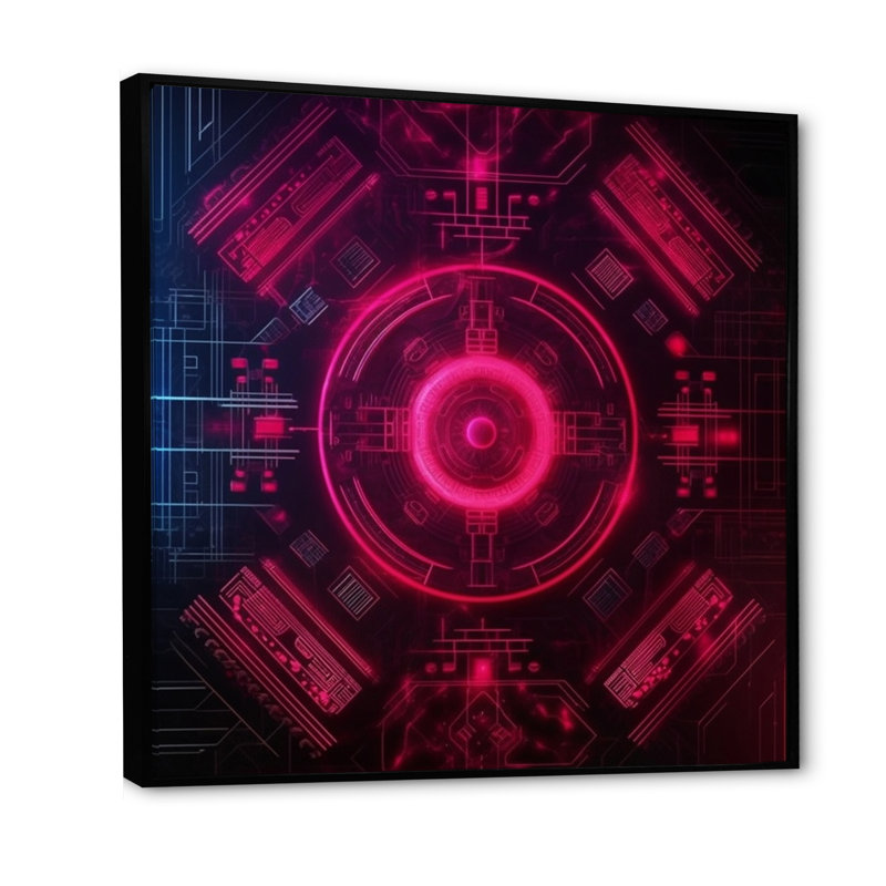 " Third Eye Chakra Mystical Circle ", 30" H x 30" W x 1" D, Black Floater Framed