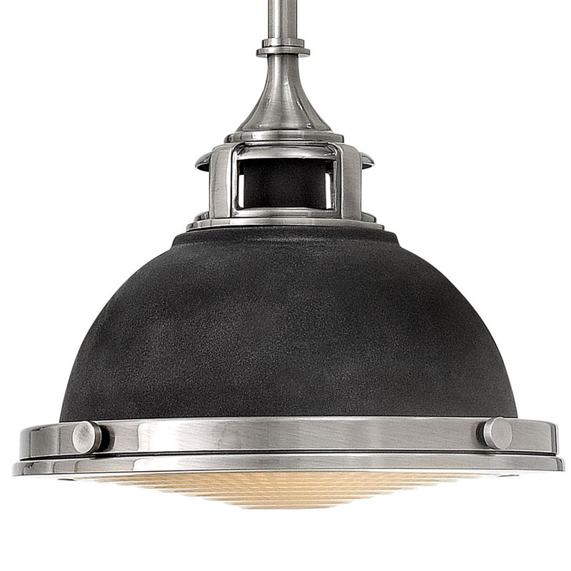 Amelia 1 - Light Single Dome Pendant, Aged Zinc