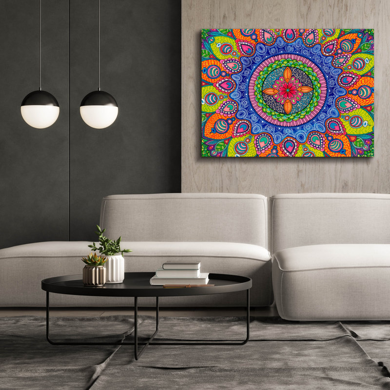 «Mardi Gras Mandala» par Hello Angel, art mural sur toile, H 40 po x l 54 po x P 1,5 po