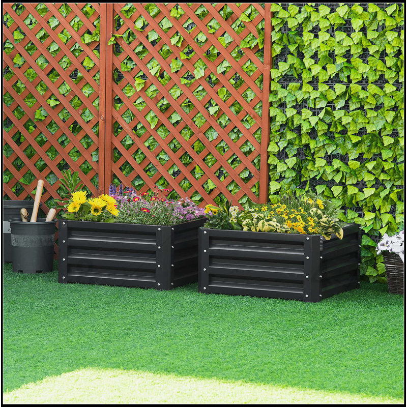 Lit de jardin surélevé galvanisé pièce, H 12 po x l 23,5 po x P 23,5 po, Noir