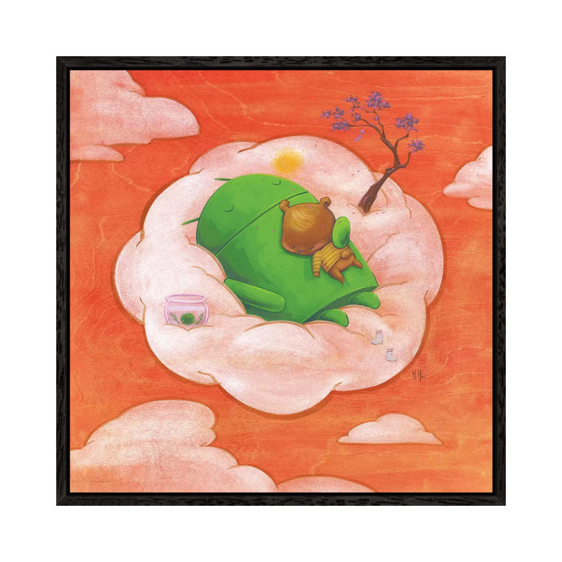 Robot Bear by Martin Hsu - Painting on Canvas, 45.72 cm H x 45.72 cm W, Black Framed