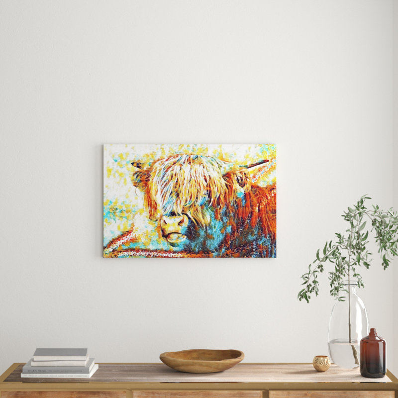Highland Cow Art - Wrapped Canvas, 35cm H x 50cm W