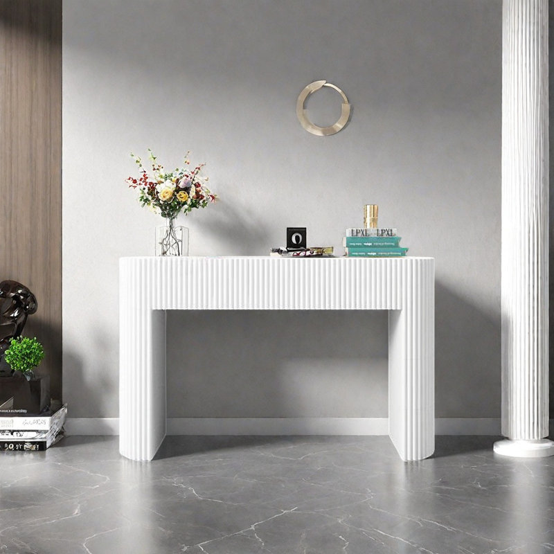 Console moderne minimaliste, Blanc, H 35,43 po x l 47,24 po x P 15,75 po