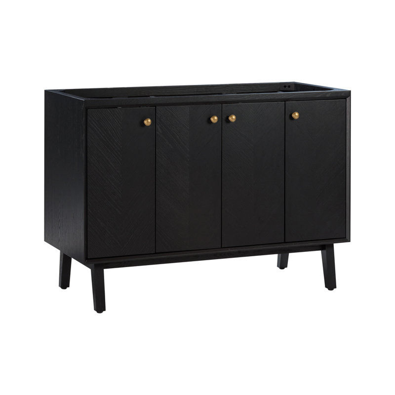 Adele 48'' Black Oak Single Bathroom Vanity Base