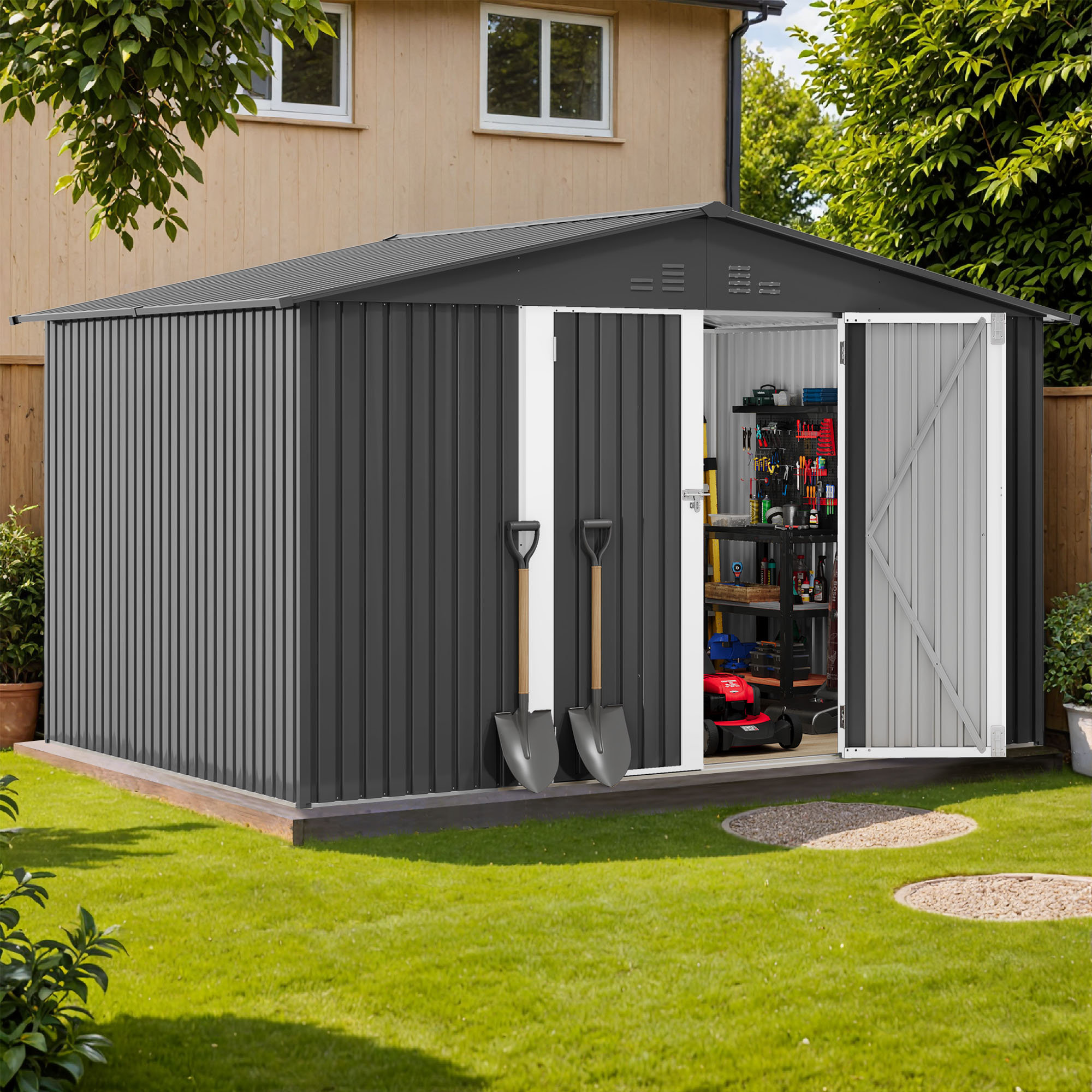 Edrosie Inc Galvanized Steel Outdoor Storage Shed - Wayfair Canada