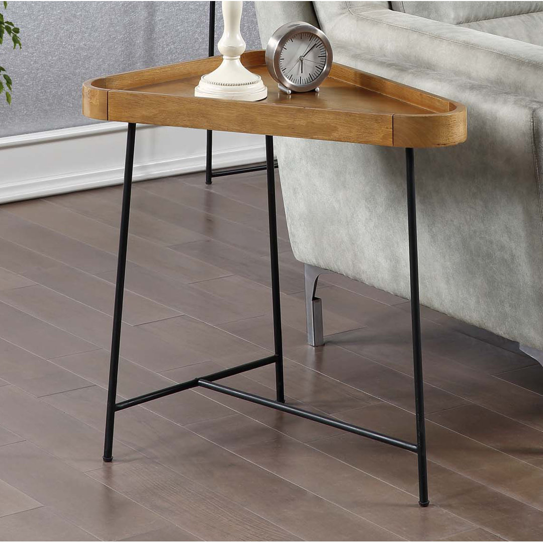 Korey 27" 3 Triangle Wedge End Table Everly Quinn Top Color/Base 