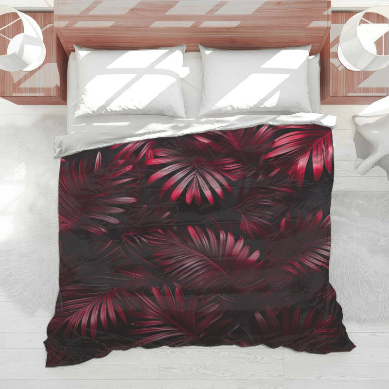 Édredon Red Palm Leaves, Lit simple