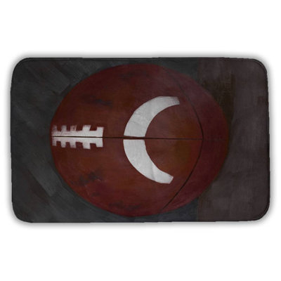 Football ball Bath Mat with Non-Slip Backing - Quick Dry Memory Foam Bathroom Rug - Absorbent - Modern Plush Spa-Style - Machine Washable