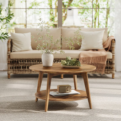 Table basse Maklena avec tablettes de rangement à 2 niveaux