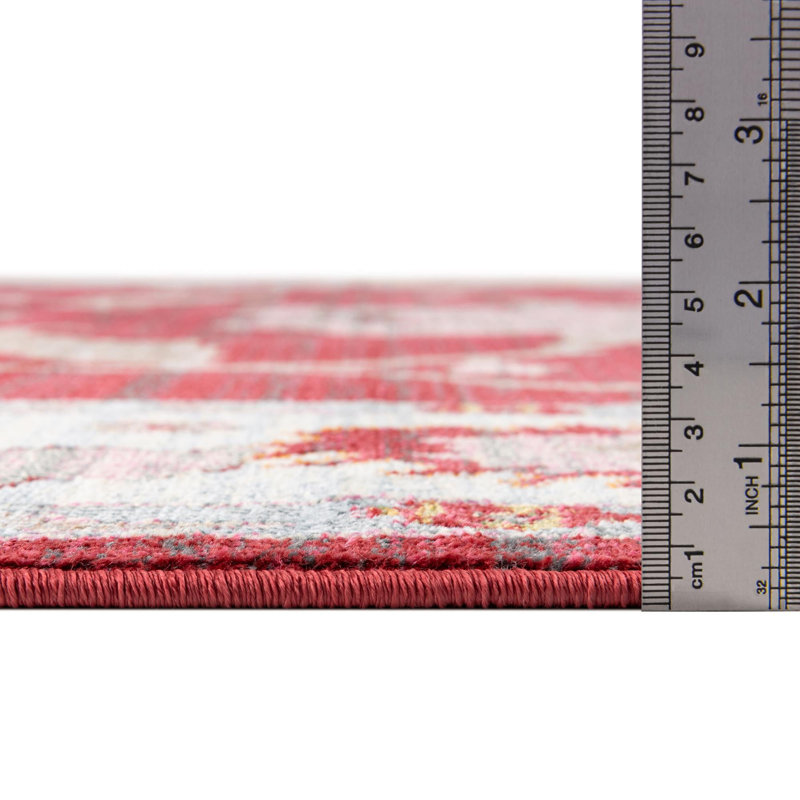 Tapis rouge transitionnel Marvella, Rond 5 pi 5 po