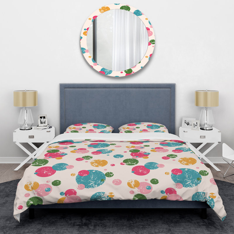 Ensemble de housse de couette en microfibre rouge / bleu / jaune 3 pièces, Housse de couette pour très grand lit et 2 très