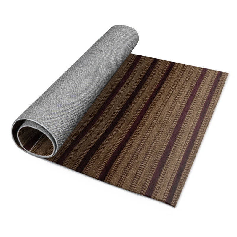 Tapis intérieur / extérieur brun HorizontalStripes, Rectangle 9 pi x 12 pi