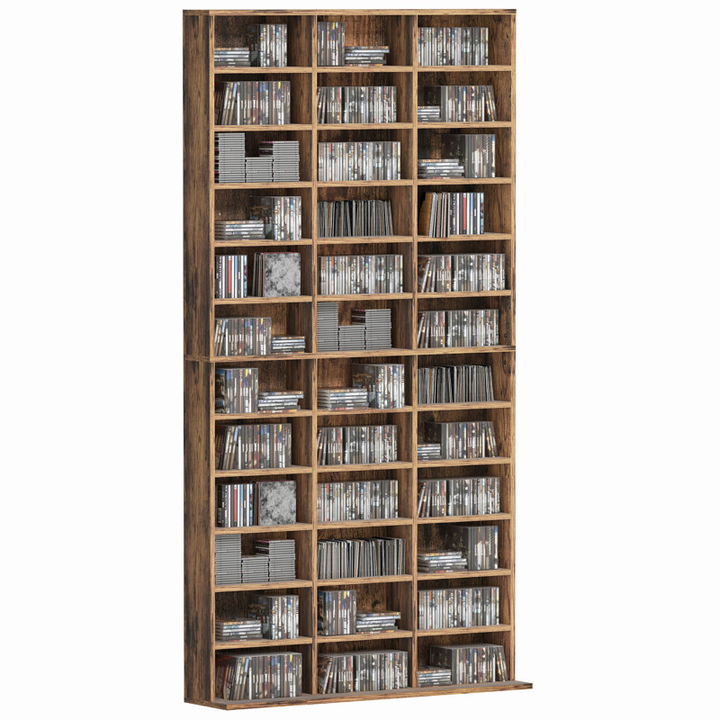 HOMCOM 1116 CD/ 528 DVD Storage Unit CD Rack 102 x 195 cm, Rustic Brown