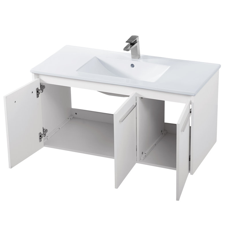 Agostini 40'' Single Bathroom Vanity with Resin Top, White