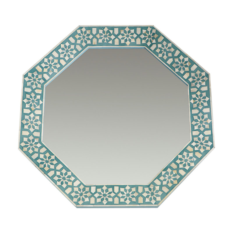 Miroir d'appoint mural octogonal blanc os