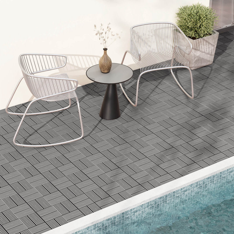 Revêtement de sol imperméable 18 pièces x 12 po Costway, Bois gris
